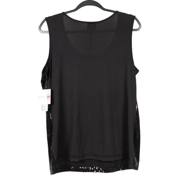 Covington Black Sequin Tank Top XL Women NEW Sleeveless Scoop Neck Holiday Party - Picture 6 of 6
